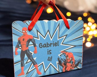 Bolsa de regalo personalizada de Spider-Hero - Caja de regalo de cumpleaños de superhéroe