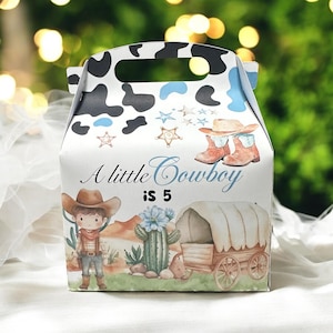 Scatola per feste di compleanno da cowboy - Scatola per bomboniere a tema western - Piccola festa da cowboy - Sacchetto per dolcetti personalizzato - Scatola per dolcetti di compleanno per bambini - Sacchetto di mandorle