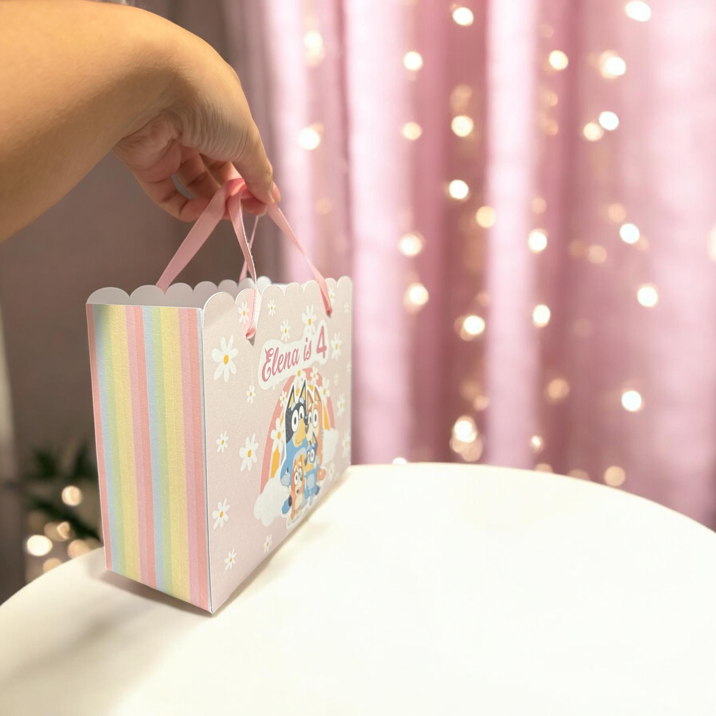 Personalized Pink & Blue Floral Gift Bag