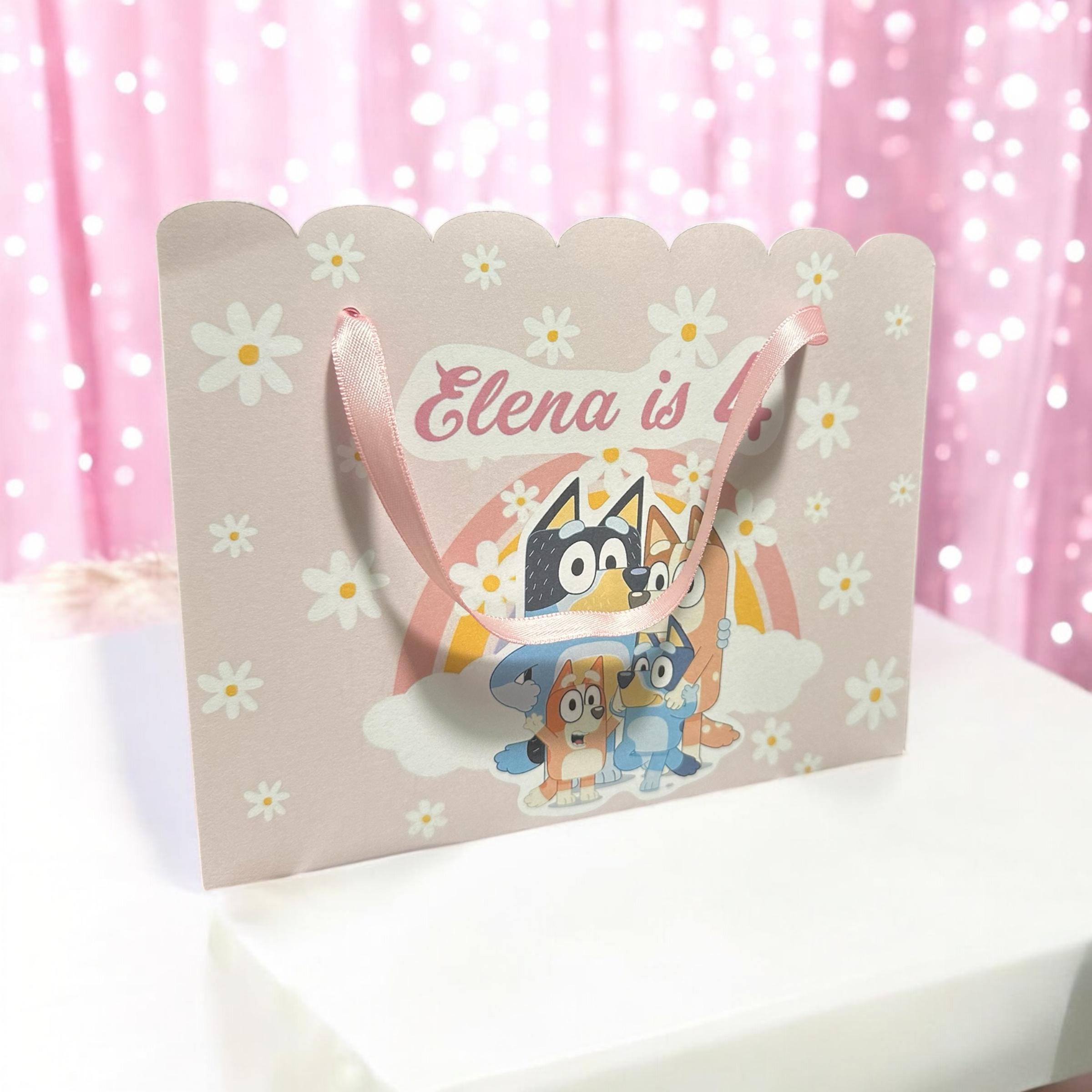Personalized Pink & Blue Floral Gift Bag