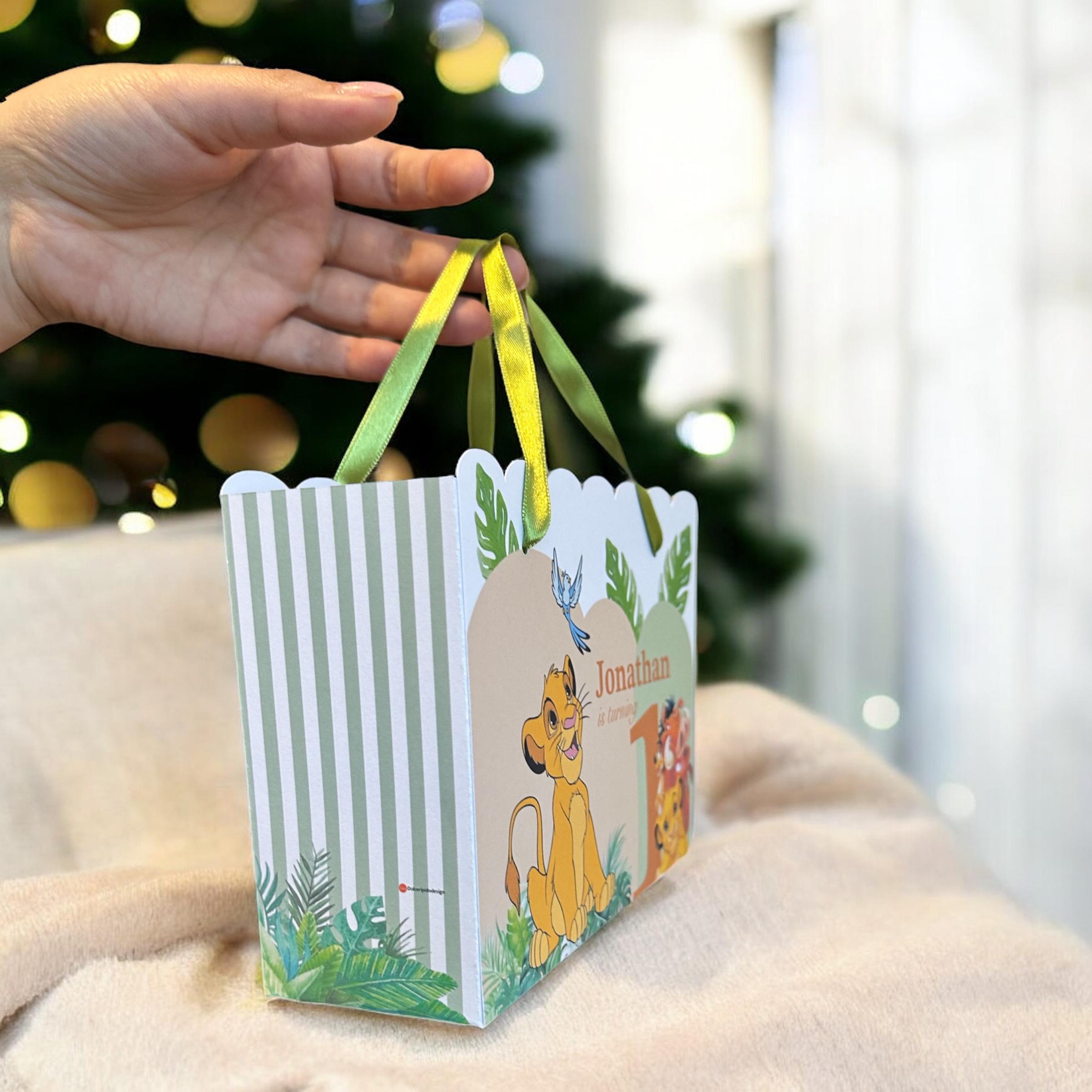 Lion Jungle Birthday Favor Box – Lion Goodie Bag for Baby Shower or ...