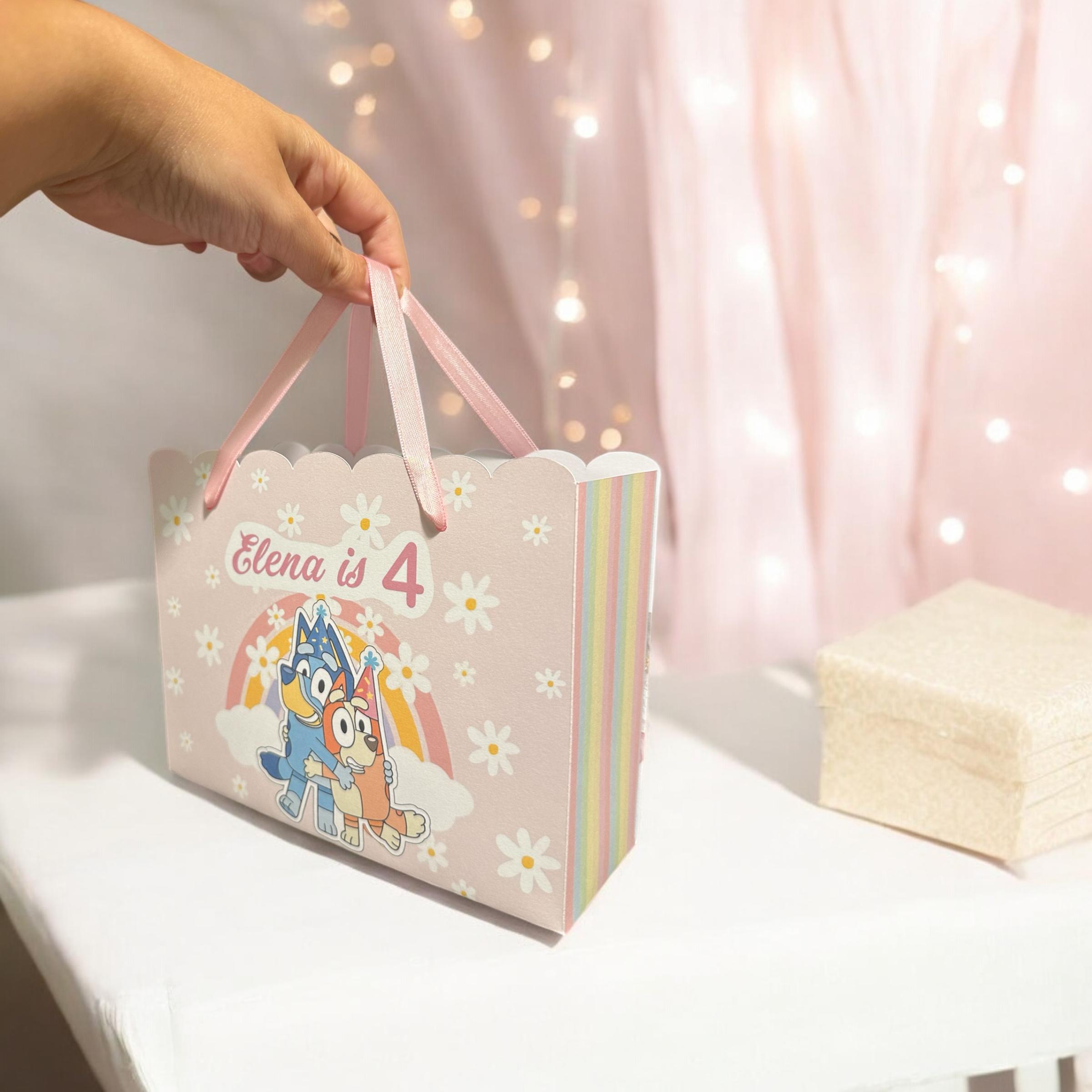 Personalized Pink & Blue Floral Gift Bag
