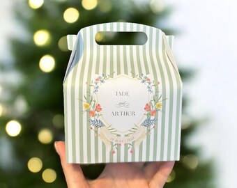 Personalized Wildflower Favor Box: Striped Party Candy Almond Box