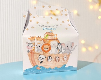 Noah's Ark Favor Box: Watercolor Animal Treat Box for Baby Shower