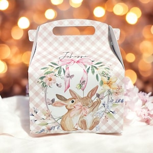 Bunny Favor Box: Watercolor Floral Rabbit, Baby Shower Treat Box