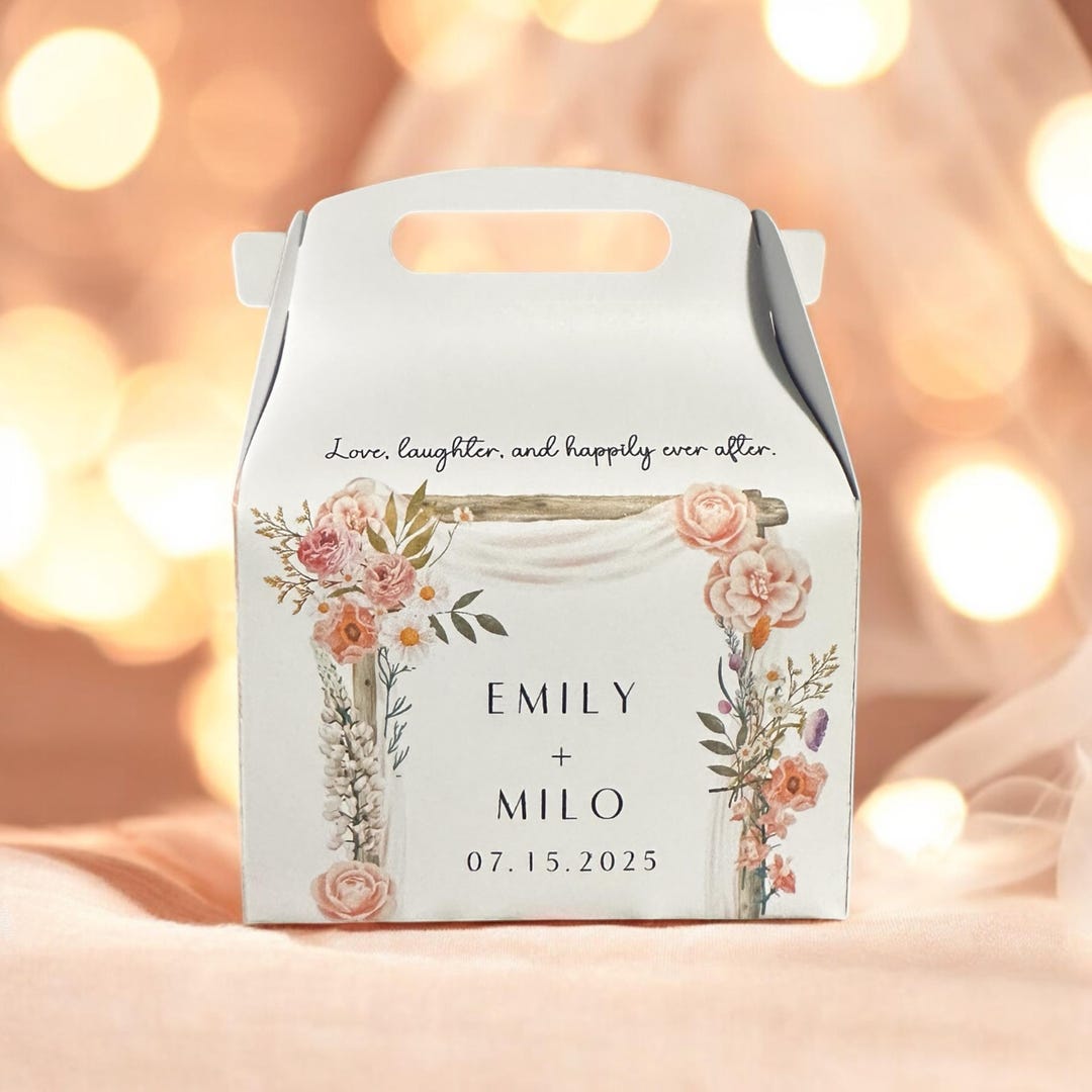Wedding Favor Box - Rustic Floral Gift Box - Custom Party Favor Box for ...