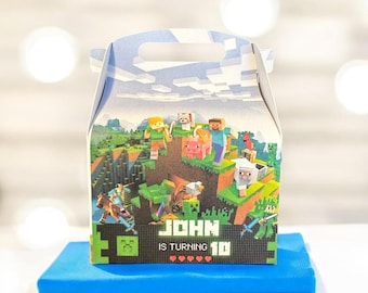 Personalized Pixel Game Party Favor Box: Kids Birthday Candy Box