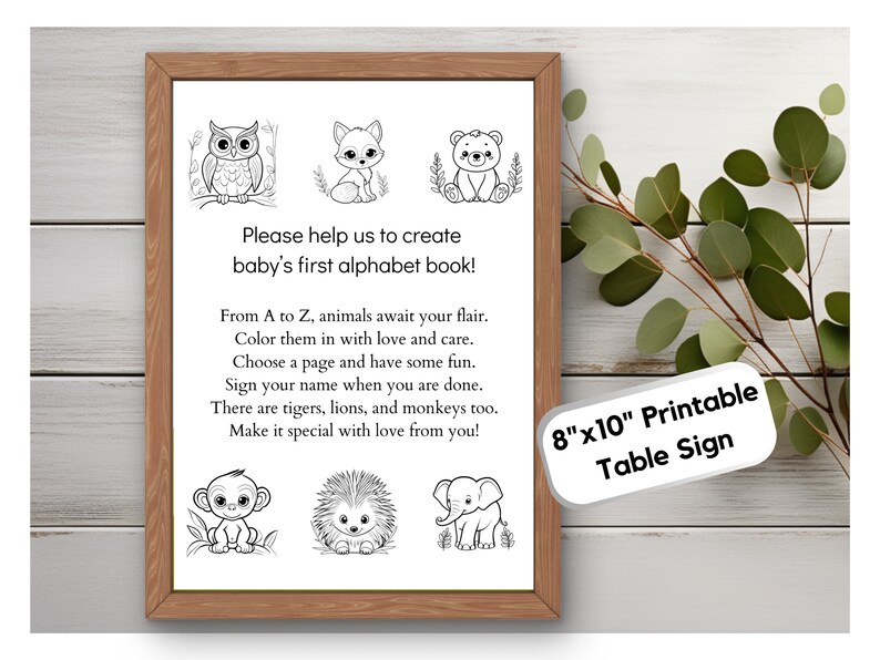 ABC Baby Shower Coloring Book, ABC Coloring Book, Alphabet Coloring ...