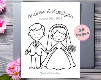 Wedding coloring book, Wedding coloring pages, Kid wedding favor, Kid wedding activity, Rehearsal coloring sheets, Personalized for event