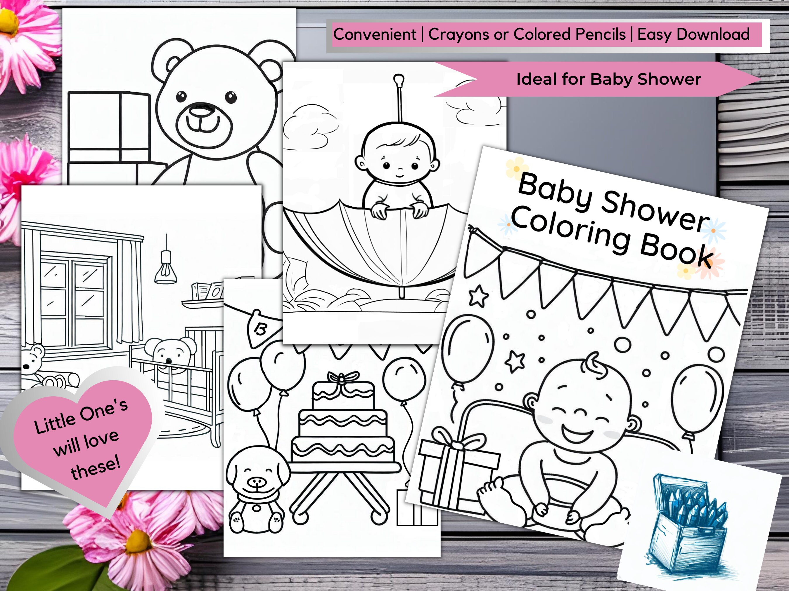 Baby Shower Coloring Book, Baby Shower Coloring Pages, Baby Shower ...