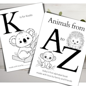 ABC Baby Shower Coloring Book, ABC Coloring Book, Alphabet Coloring Book, ABC Animal Coloring Book, Alphabet Coloring Page, Baby Shower Game