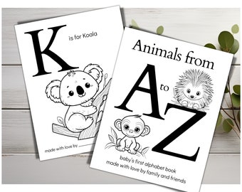 ABC Baby Shower Coloring Book, ABC Coloring Book, Alphabet Coloring Book, ABC Animal Coloring Book, Alphabet Coloring Page, Baby Shower Game