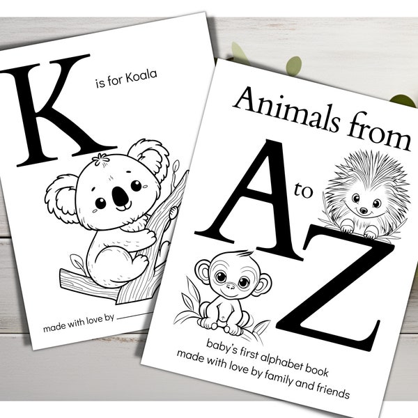 ABC Baby Shower Coloring Book, ABC Coloring Book, Alphabet Coloring Book, ABC Animal Coloring Book, Alphabet Coloring Page, Baby Shower Game
