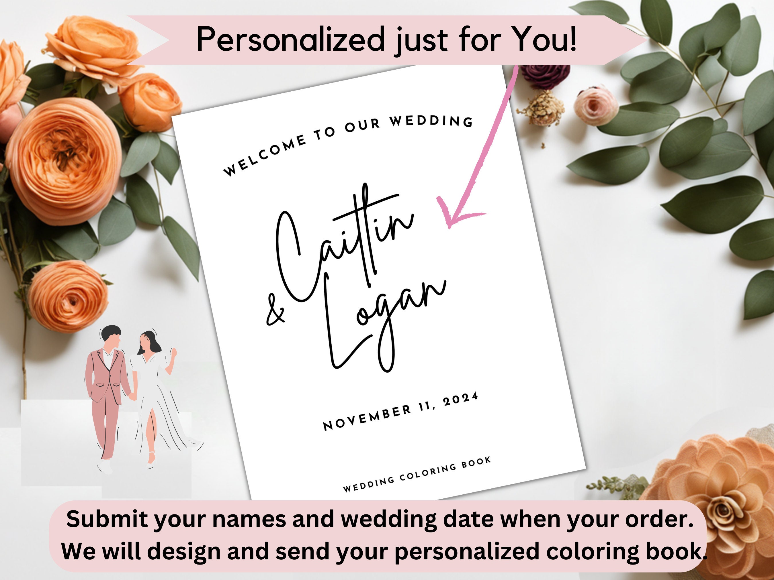Wedding Coloring Book, Wedding Coloring Pages, Kids Wedding Activity ...