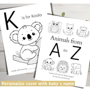 ABC Coloring Book, ABC Baby Shower Coloring Book, Alphabet Coloring Book, ABC Animal Coloring Book, Alphabet Coloring Pages, Personalized