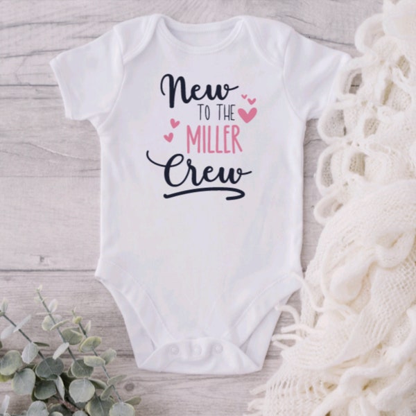 New to the Crew Onesie®, Baby Announcement Onesie®, Newborn Coming Home Onesie®, Newest Team Member Onesie®, Personalized Baby Name Girl