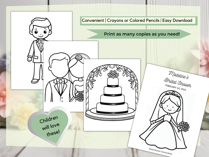 Bridal Shower Coloring Book, Bridal Shower Coloring Page, Kid Shower ...