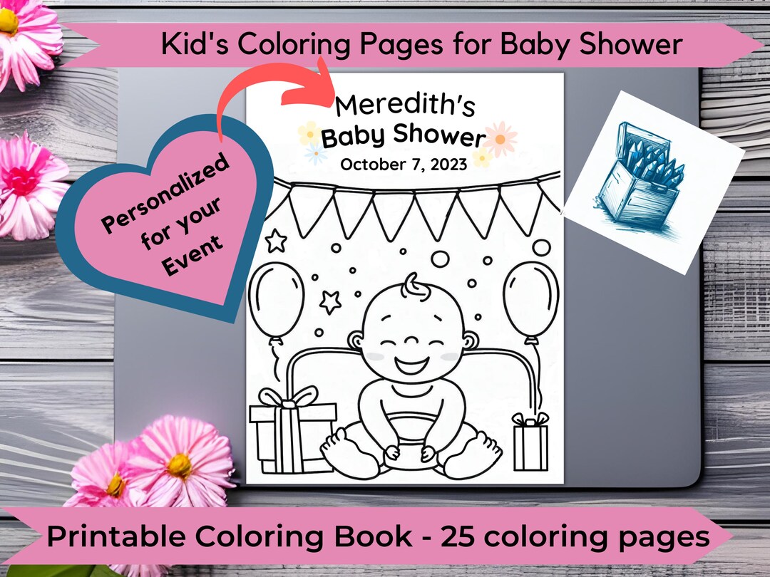 Baby Shower Coloring Book Baby Shower Coloring Pages Baby Etsy