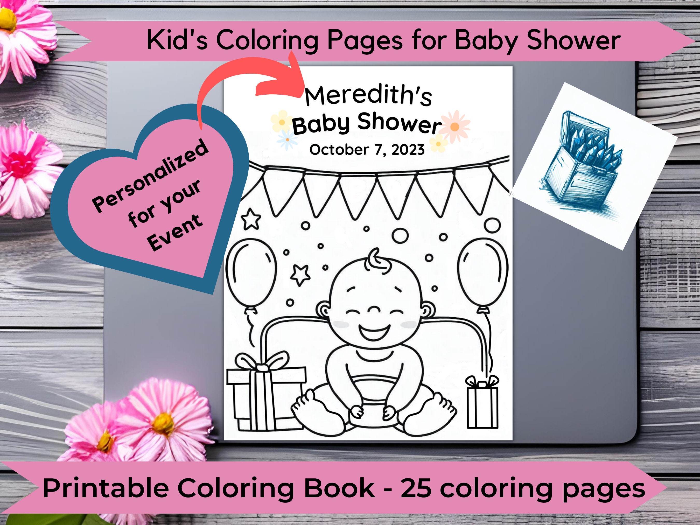 Baby Shower Coloring Book Baby Shower Coloring Pages Baby Etsy
