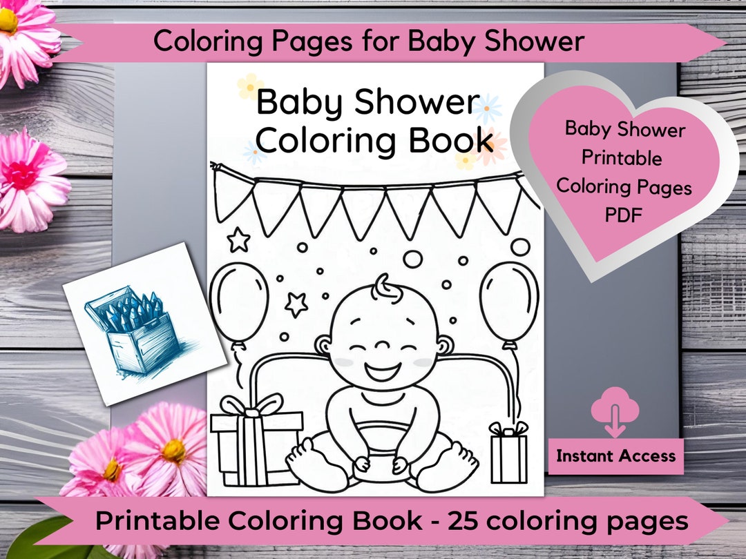 Baby Shower Coloring Book, Baby Shower Coloring Pages, Baby Shower ...