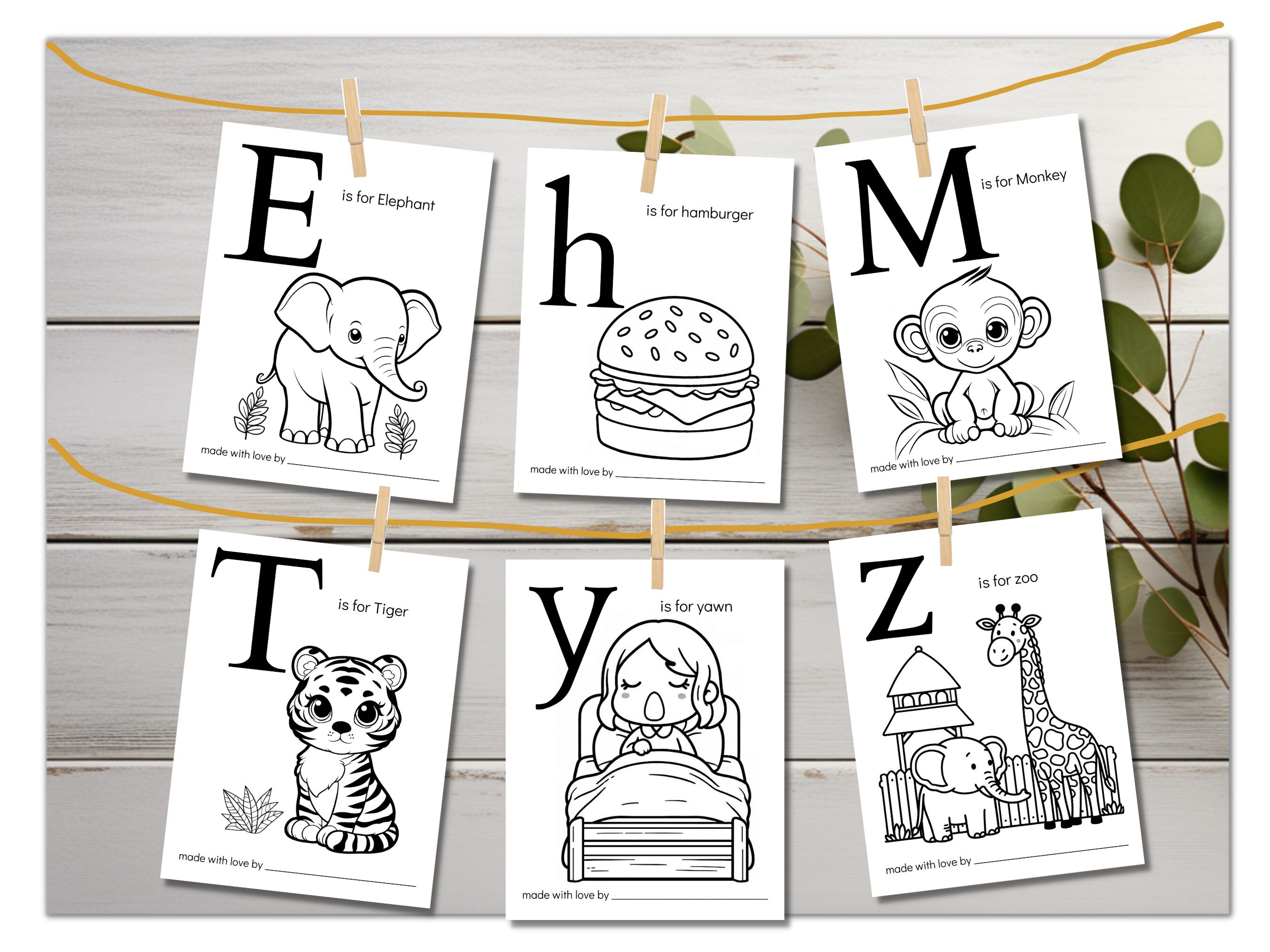 52 PAGES ABC Baby Shower Coloring Book, Baby's First ABC Book, Animal ...