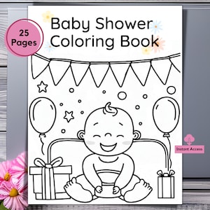 Baby Shower Coloring Book, Baby Shower Coloring pages, Baby Shower Activity for Kid, Baby Shower Favor for Kid, Instant Download, Printable