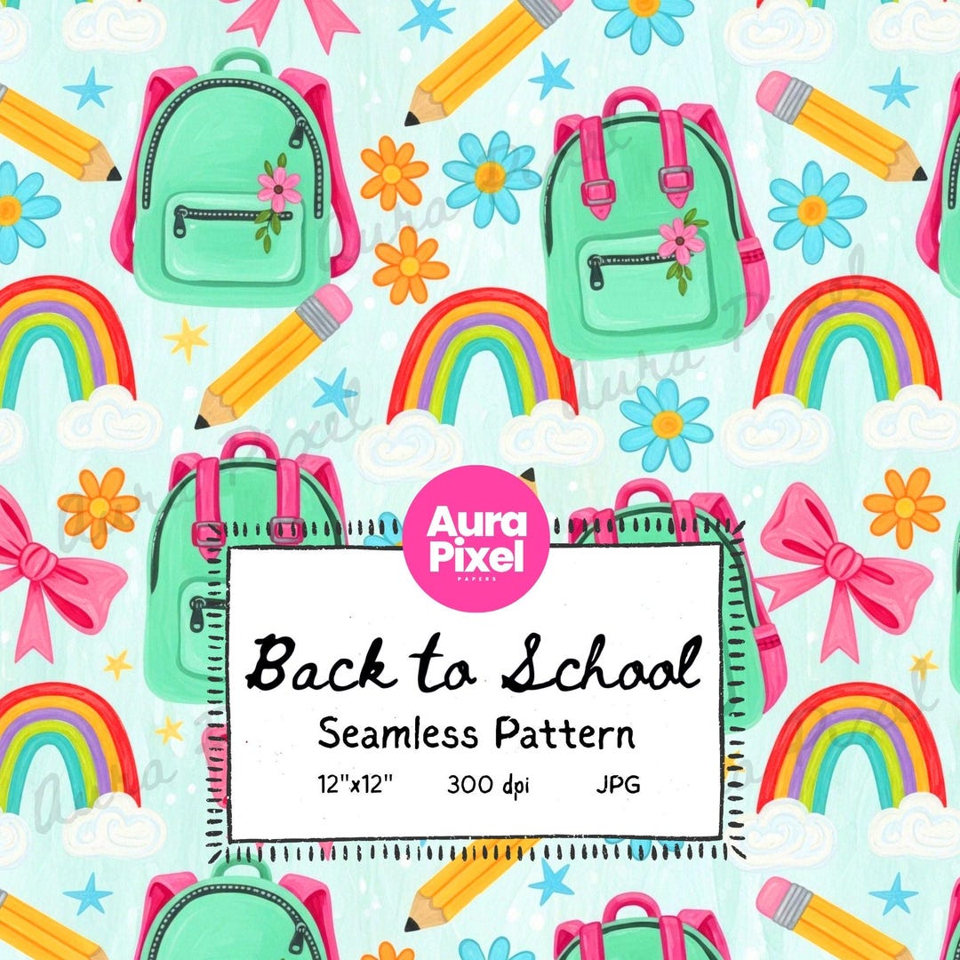 Girly Back to School Seamless Pattern, Preppy Wallpaper, Teacher School ...
