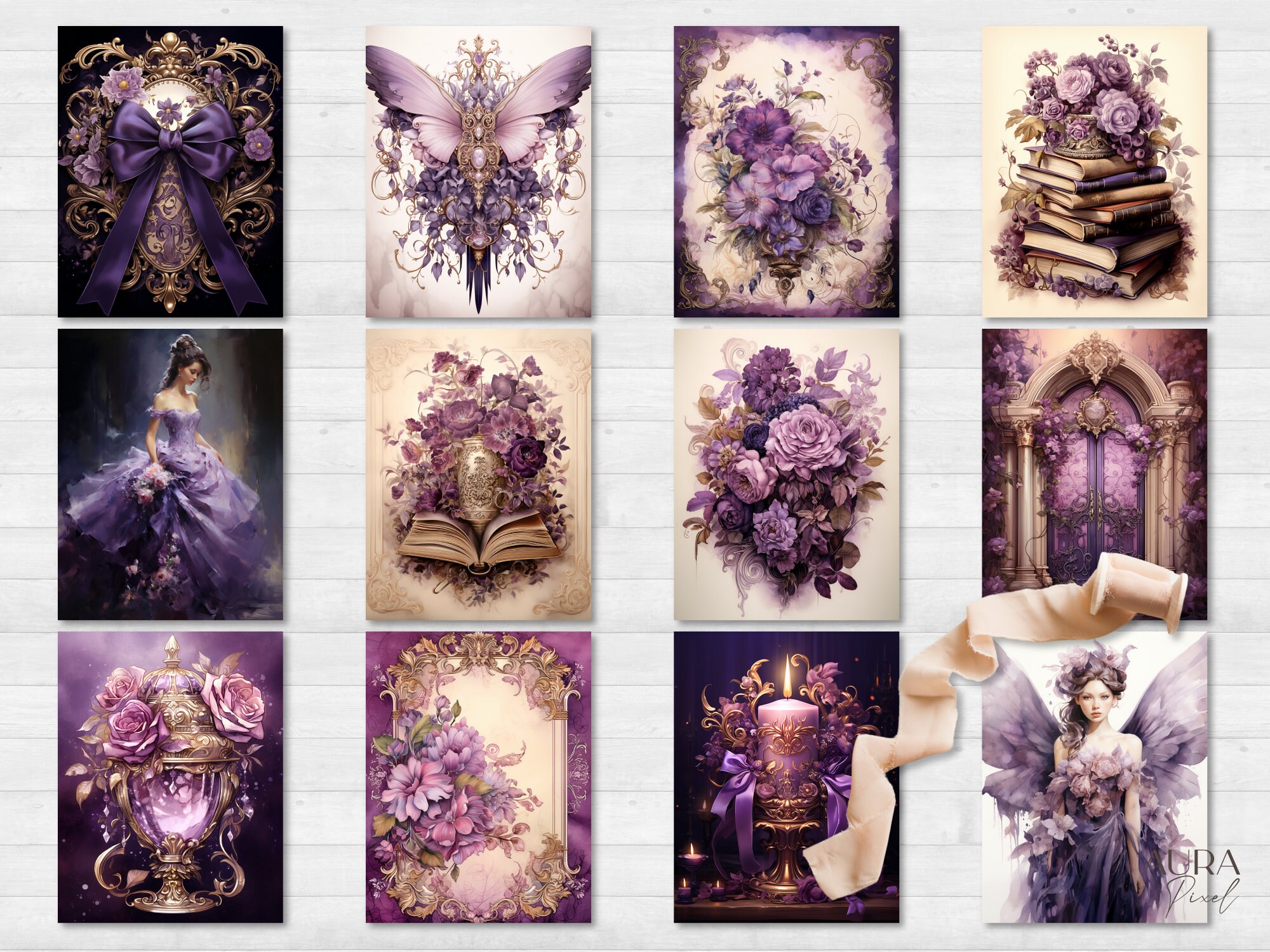 Dark Purple Fairy Tale Junk Journal Kit Purple Princess Watercolor ...