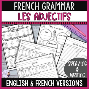 French worksheets: French adjectives digital resource, French learning activity, French classroom resources