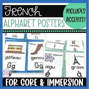 French alphabet printable poster set for French classroom, French classroom decor, French education poster for alphabet and accents