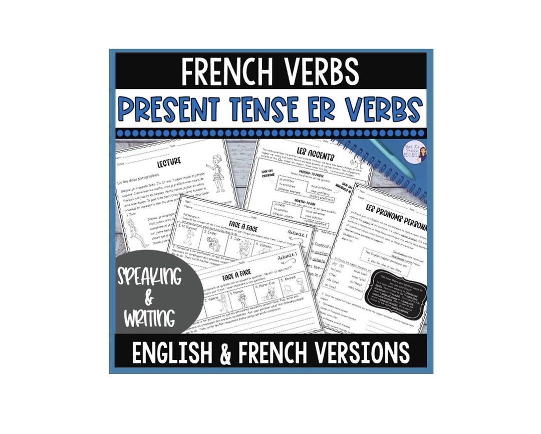 French ER Verbs Worksheets: Present Tense Conjugation (digital Download ...