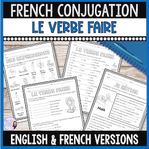 French verb conjugation worksheets : faire present tense practice activities & exercises, French class verb activities, core and immersion