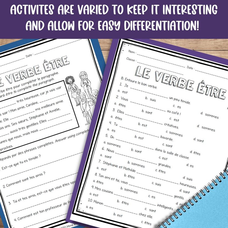 French Verb Être Worksheets: Present Tense Practice (PDF Download - Etsy