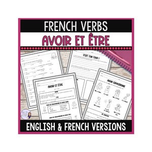 Hojas de trabajo de verbos franceses: práctica de conjugación Avoir y Être (descarga digital)