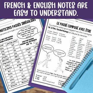 Passé composé French worksheets for French verb conjugation, French classroom resource, French class verb activities digital resource image 6