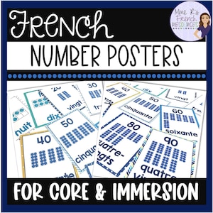 French numbers printable posters for the classroom: printable French resource, classroom decor set, 10 Frame French posters