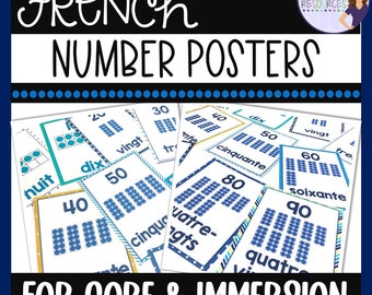 French numbers printable posters for the classroom: printable French resource, classroom decor set, 10 Frame French posters