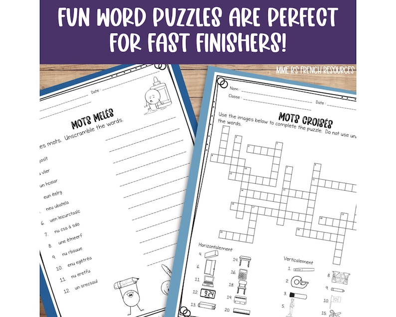 French School Supplies Worksheets for Beginning French Students - Etsy