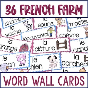 French Farm Animals Word Wall: Classroom Vocabulary (Digital Download)