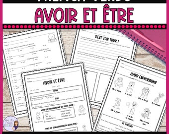 French worksheets: avoir & être present tense French verb conjugation practice, French verb chart posters, French classroom activities