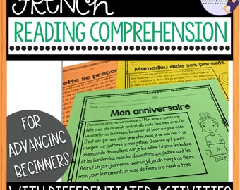 French reading comprehension activities, French texts for beginners, French reading passages, French reading practice worksheets