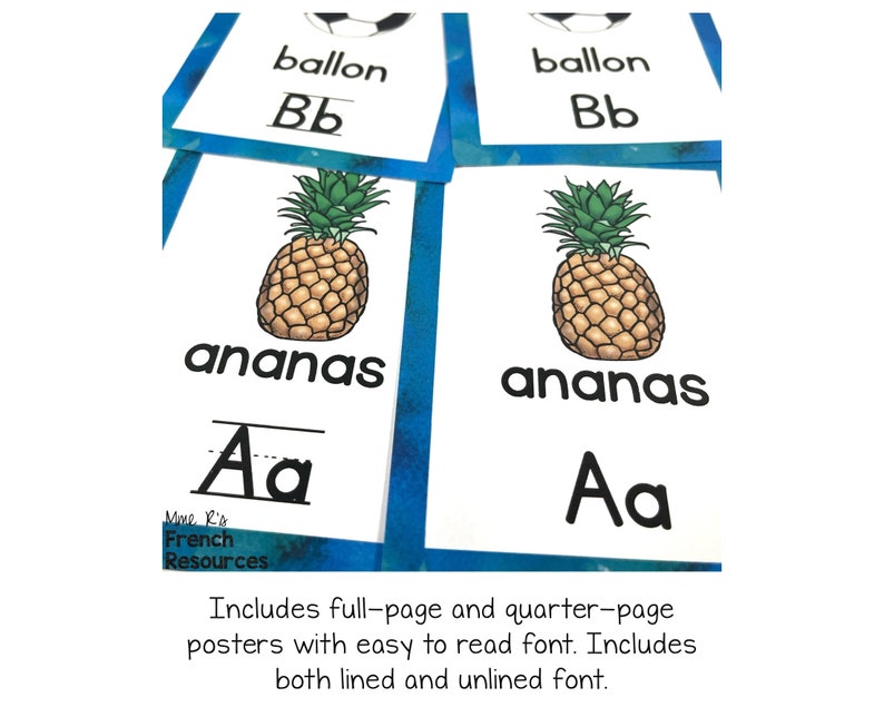 French Alphabet Printable Poster Set for French Classroom, French