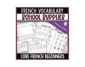 French school supplies worksheets for beginning French students