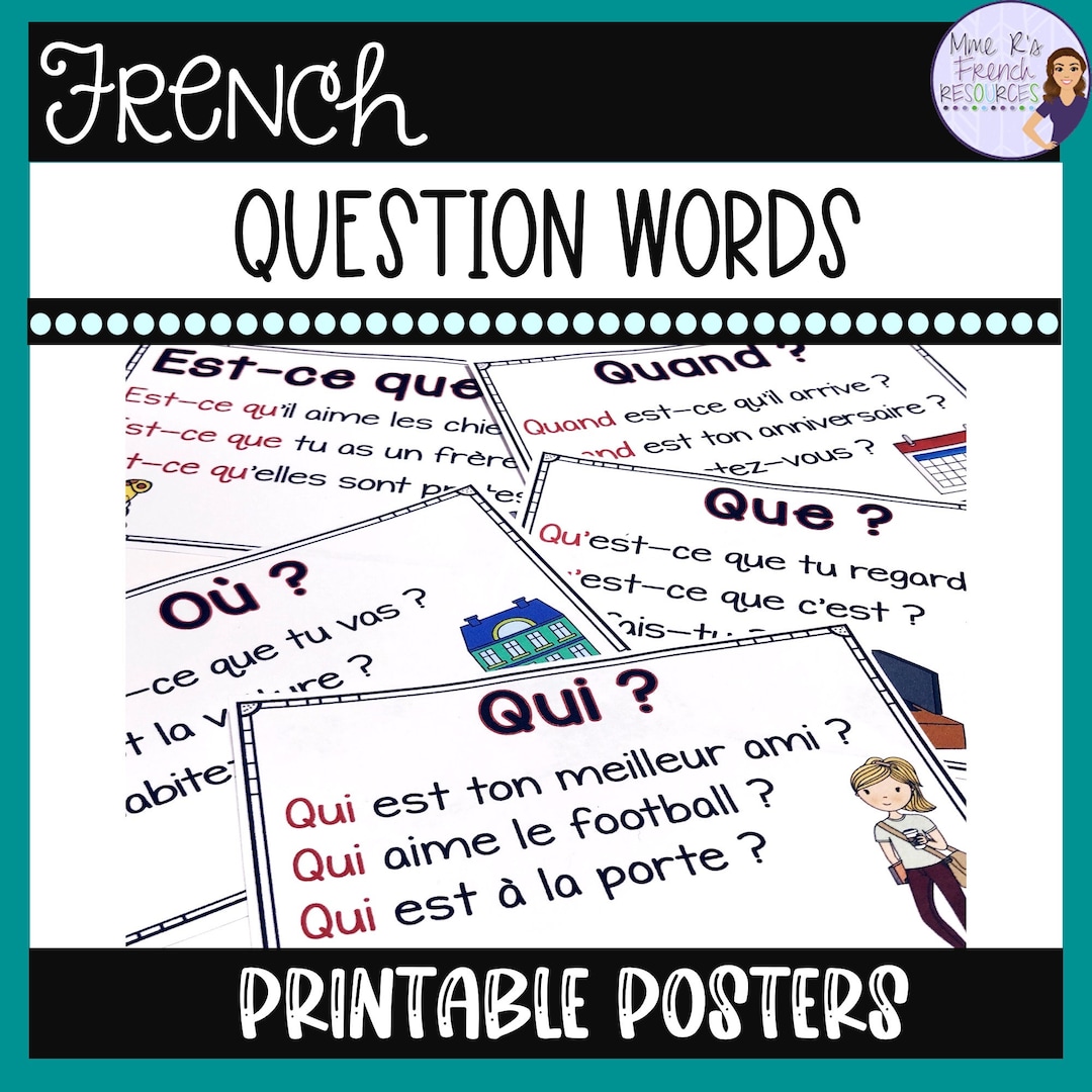 French Question Words Printable Posters, French Classroom Decor, French