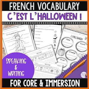 French Halloween worksheets, printable French activity, French vocabulary worksheet, French Halloween vocabulary, French Halloween resource
