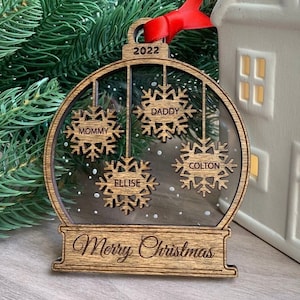 Personalized Family Ornament | Custom Family Christmas Ornament | Snowflake Name Ornament | Snow Globe Ornament | 2025 Holiday Ornament
