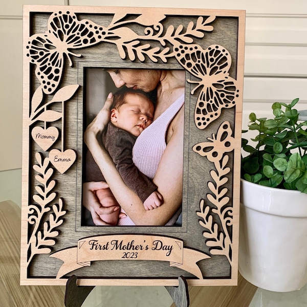 First Mother's Day Frame, New Mom Personalized Picture Frame, Gift for New Mom, Custom Family Tree Frame, Mother's Day Gift, Custom Mom Gift