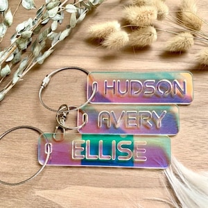 Name tag | Bag tag | Name keychain | Lunch bag tag | Backpack name tag | Personalized name tag | Holographic name tag | Iridescent name tag