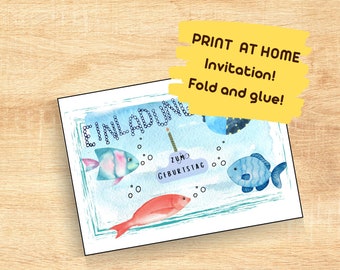 Fish Birthday Invitation – Printable Party Card (Digital Download)