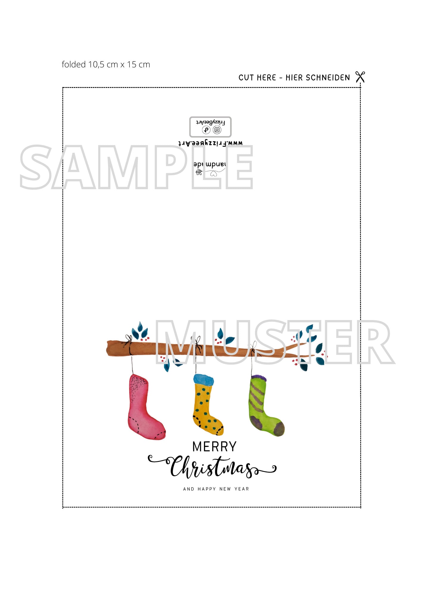  Printable Card Digital Download Merry Christmas Digitale Bildidee 